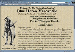 Screenshot of Blue Heron Mercantile's Web Site