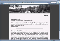 Screenshot of Coley Station's Web Site
