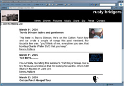 Screenshot of Rusty Bridgers' Web Site